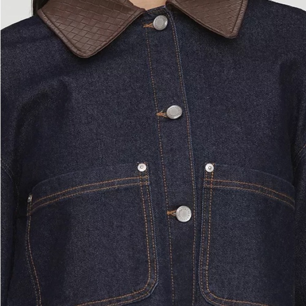 Avec Les Filles Faux-Collar Crop Trucker Jacket - Picture 4 of 8